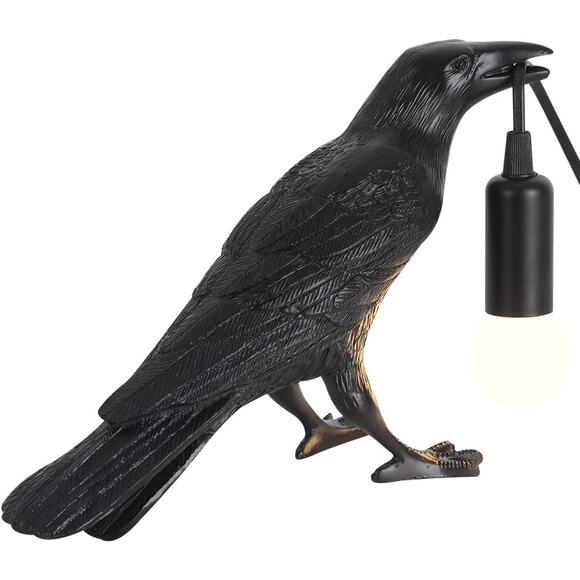 Crow Lamp Raven Light Gothic Bird Table Lamp Adjustable Brightness Bulb Included - Picture 9 of 9